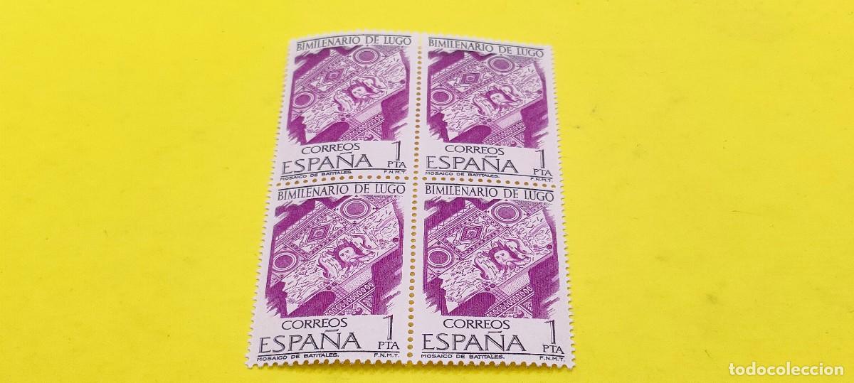 Sellos: Espa&ntilde;a 1976. Edifil 2356. Bimilenario de Lugo. Mosaico de Batitales. Nuevos. Bloque de 4