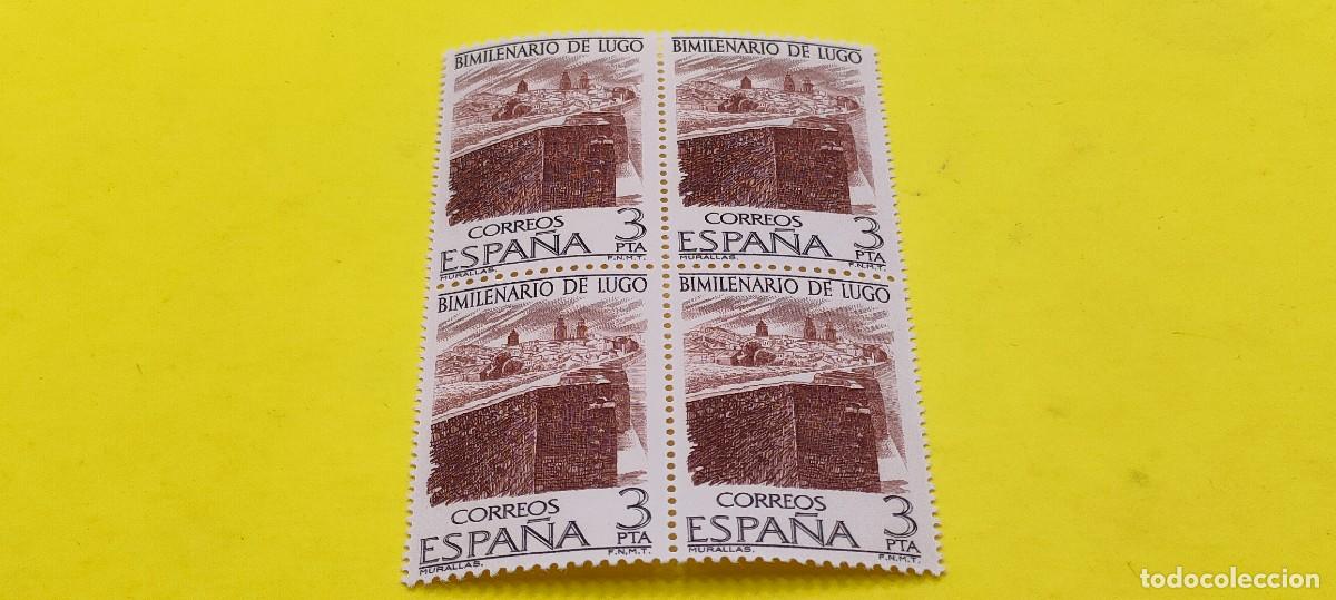 Sellos: Espa&ntilde;a 1976. Edifil 2357. Bimilenario de Lugo. Murallas. Nuevos. Bloque de 4