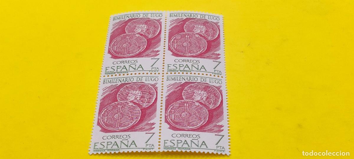 Sellos: Espa&ntilde;a 1976. Edifil 2358. Bimilenario de Lugo. Monedas romanas. Nuevos. Bloque de 4