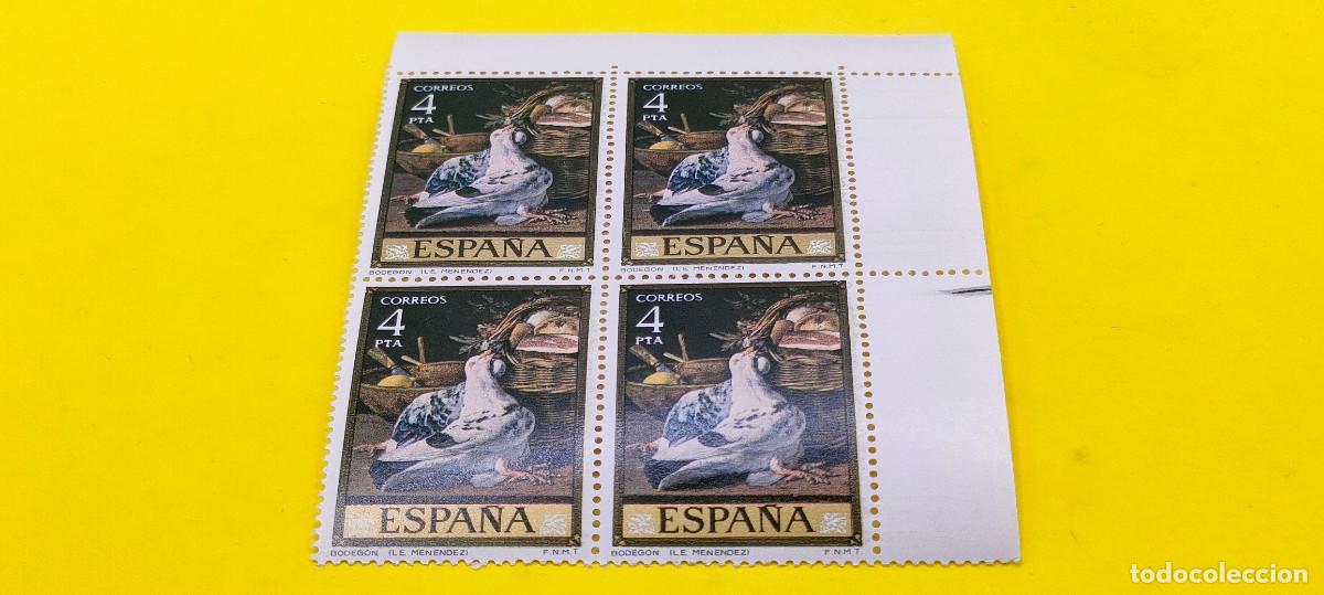 Sellos: Espa&ntilde;a 1976. Edifil 2363. Luis Eugenio Men&eacute;ndez. D&iacute;a del Sello. Bodeg&oacute;n. Nuevos. Bloque de 4