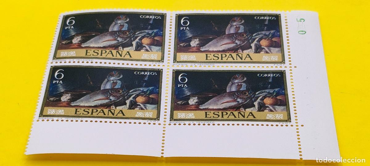 Sellos: Espa&ntilde;a 1976. Edifil 2364. Luis Eugenio Men&eacute;ndez. D&iacute;a del Sello. Bodeg&oacute;n. Nuevos. Bloque de 4