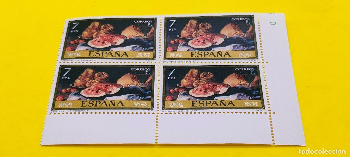 Sellos: Espa&ntilde;a 1976. Edifil 2365. Luis Eugenio Men&eacute;ndez. D&iacute;a del Sello. Bodeg&oacute;n. Nuevos. Bloque de 4