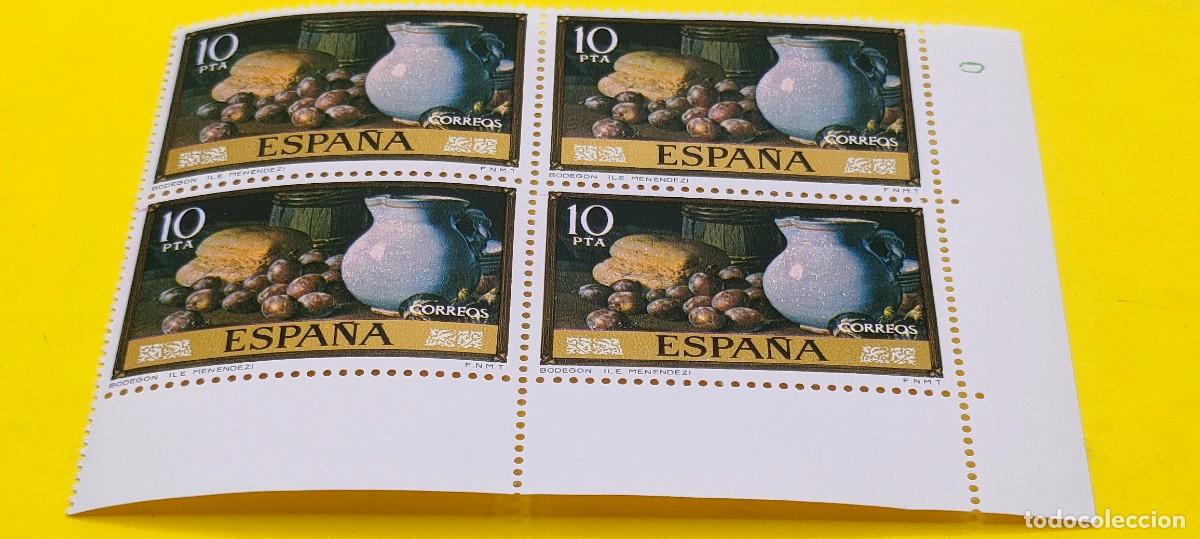 Sellos: Espa&ntilde;a 1976. Edifil 2366. Luis Eugenio Men&eacute;ndez. D&iacute;a del Sello. Bodeg&oacute;n. Nuevos. Bloque de 4
