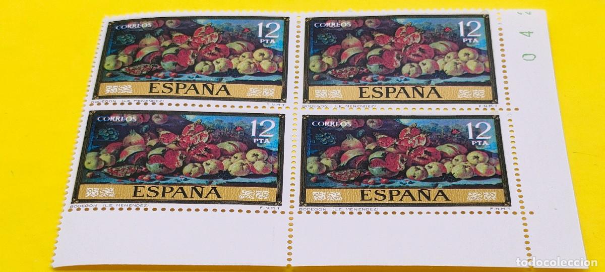 Sellos: Espa&ntilde;a 1976. Edifil 2367. Luis Eugenio Men&eacute;ndez. D&iacute;a del Sello. Bodeg&oacute;n. Nuevos. Bloque de 4