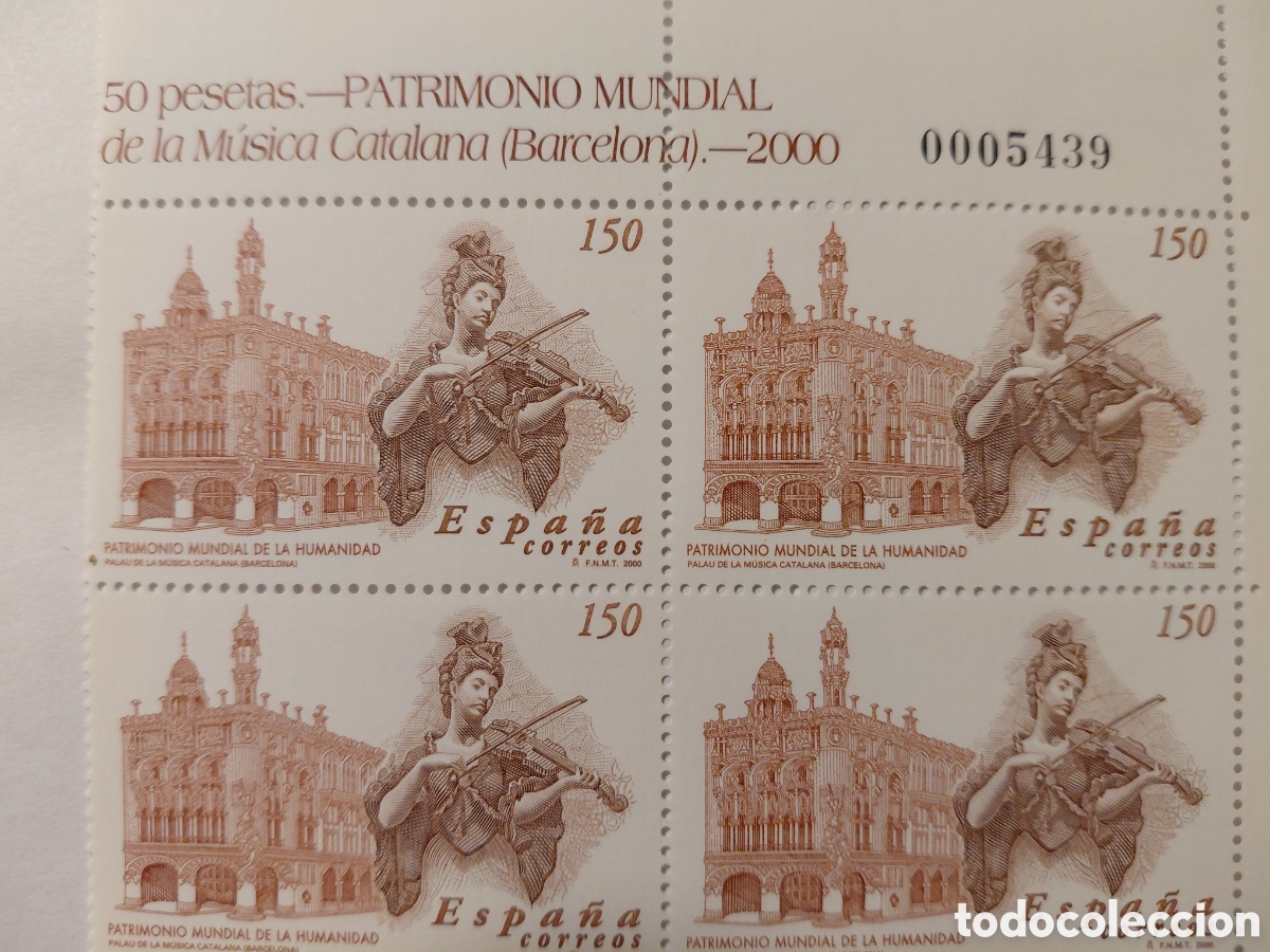 Sellos: Bloque 4x150 pts Palau de la m&uacute;sica catalana 2000