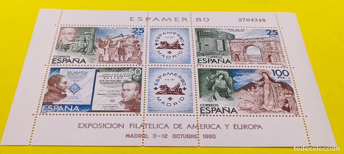 Sellos: Espa&ntilde;a 1980. Edifil 2583. Exposici&oacute;n Filat&eacute;lica de Am&eacute;rica y Europa. ESPAMER'80. Nuevos. Hojita (3)