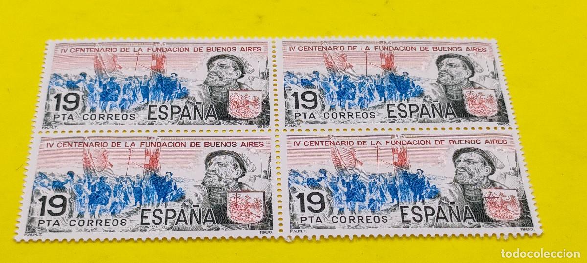 Sellos: Espa&ntilde;a 1980. Edifil 2584. IV Centenario fundaci&oacute;n Buenos Aires. Juan de Garay. Nuevos. Bloque de 4
