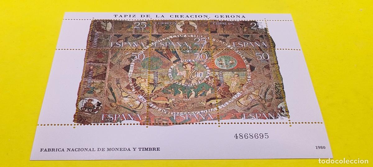 Sellos: Espa&ntilde;a 1980. Edifil 2591. Tapiz de la Creaci&oacute;n. Gerona. Nuevo. Hojita