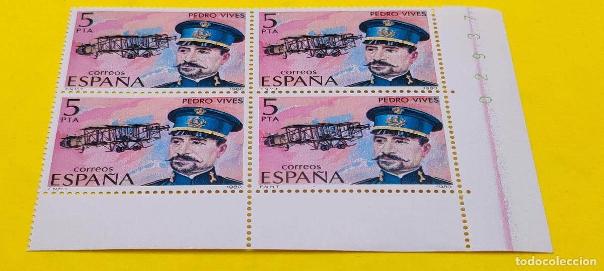 Sellos: Espa&ntilde;a 1980. Edifil 2595. Pioneros de la aviaci&oacute;n. Pedro Vives Vich. Nuevos. Bloque de 4