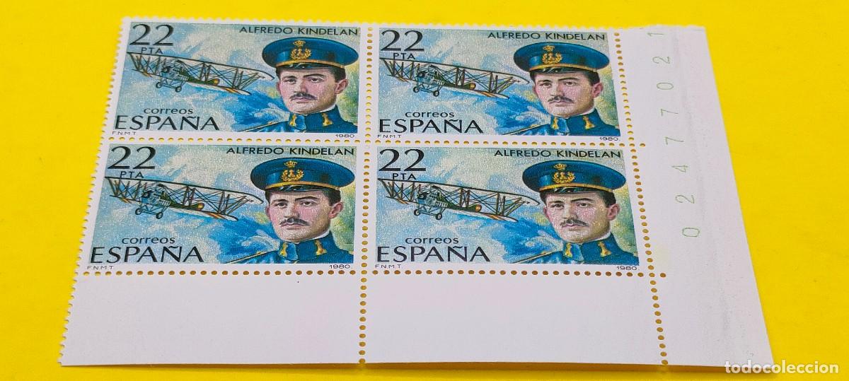 Sellos: Espa&ntilde;a 1980. Edifil 2598. Pioneros de la aviaci&oacute;n. Alfredo Kindel&aacute;n Duany. Nuevos. Bloque de 4