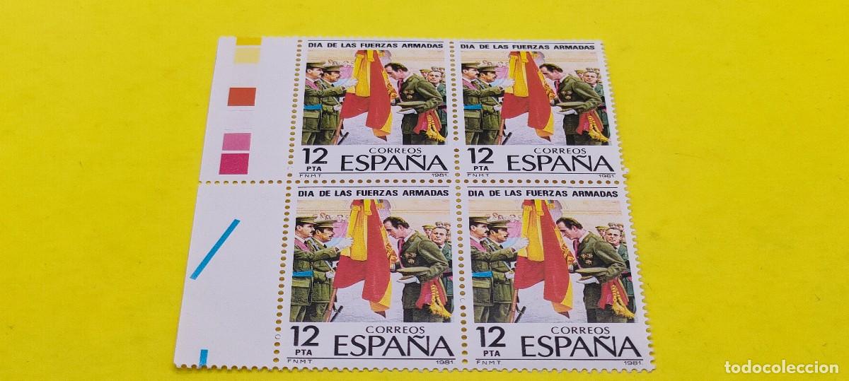 Sellos: Espa&ntilde;a 1981. Edifil 2617. D&iacute;a de las Fuerzas Armadas. Juan Carlos I juramento. Nuevos. Bloque de 4