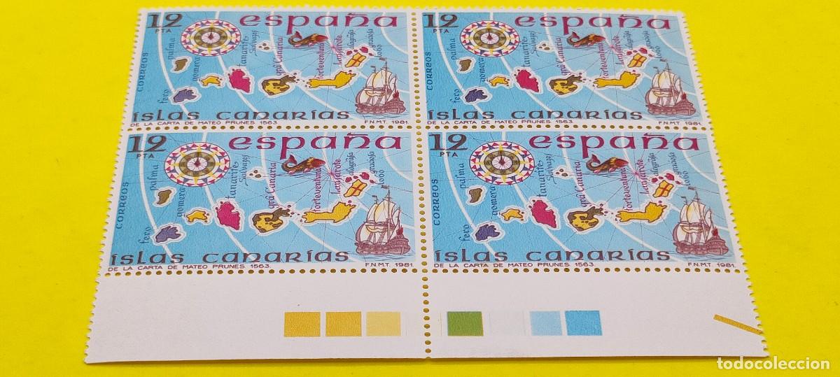 Sellos: Espa&ntilde;a 1981. Edifil 2623. Espa&ntilde;a insular. I. Canarias. Carta de Mateo Prunes. Nuevos. Bloque de 4