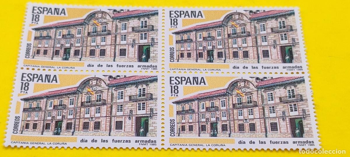 Sellos: Espa&ntilde;a 1985. Edifil 2790. D&iacute;a de las Fuerzas Armadas. Capitan&iacute;a General Galicia. Nuevos. Bloque de 4