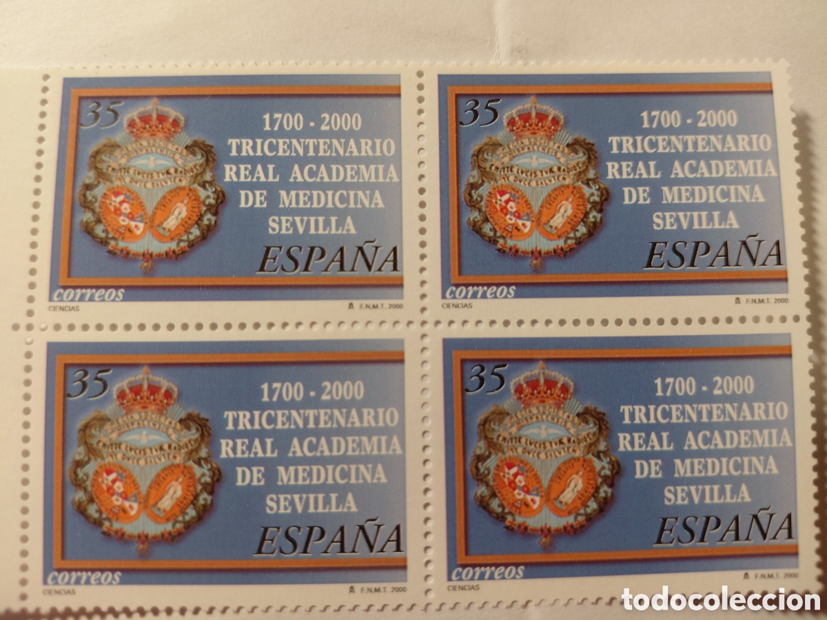 Sellos: Bloque 4x35 pts Tricentenario R. Academia medicina Sevilla 2000