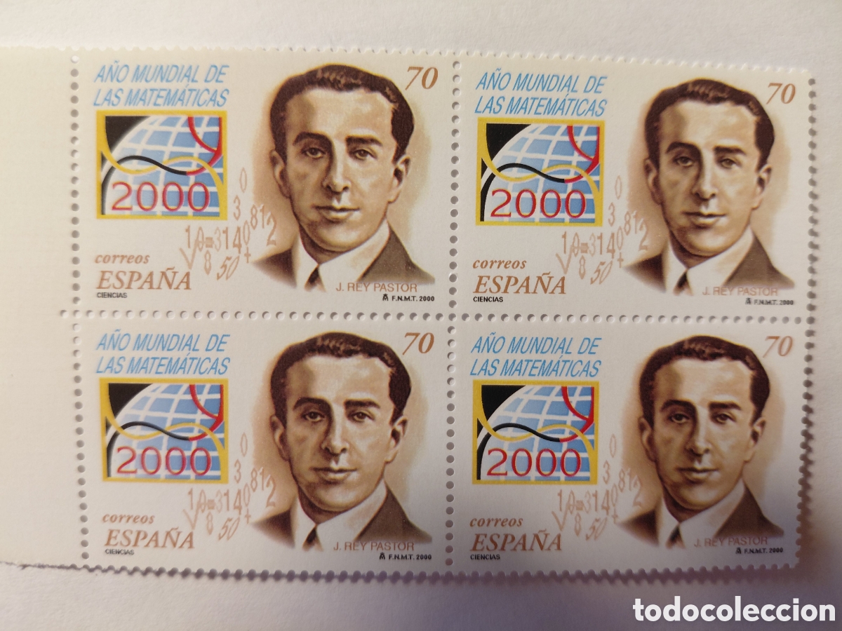 Sellos: Bloque 4x70 pts A&ntilde;o mundial de las matem&aacute;ticas 2000