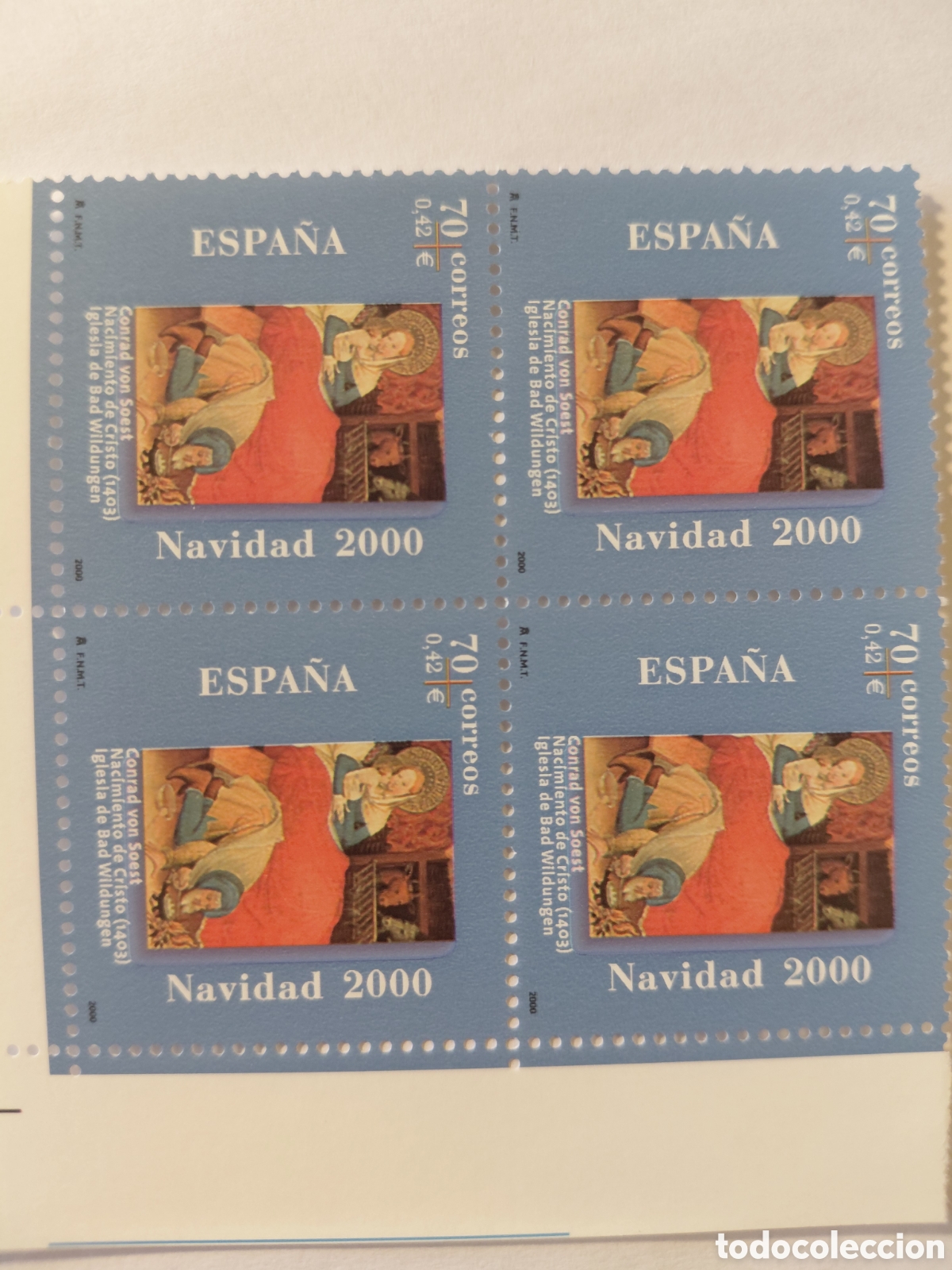 Sellos: Bloque 4x70 pts Navidad 2000