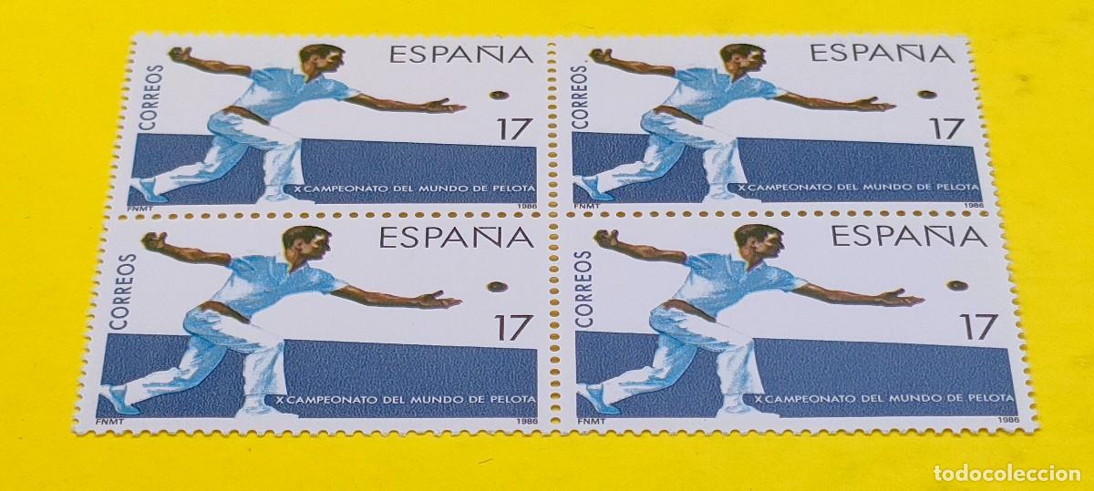 Sellos: Espa&ntilde;a 1986. Edifil 2850. Deportes. X Campeonato del Mundo de Pelota. Nuevos. Bloque de 4