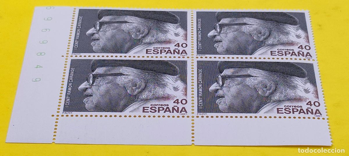 Sellos: Espa&ntilde;a 1987. Edifil 2882. Centenarios. I cent. nacimiento de Ram&oacute;n Carande. Nuevos. Bloque de 4