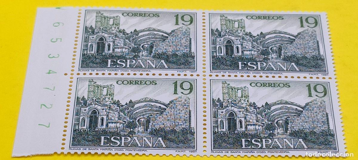 Sellos: Espa&ntilde;a 1987. Edifil 2901. Turismo. Ruinas de Santa Mar&iacute;a d'Ozo, Pontevedra. Nuevos. Bloque de 4