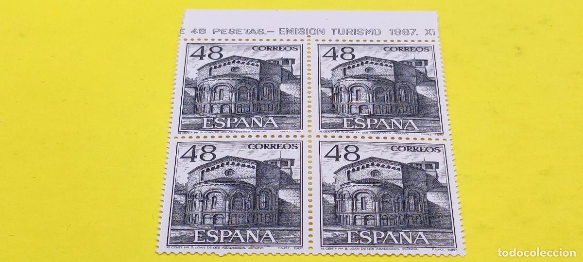Sellos: Espa&ntilde;a 1987. Edifil 2903. Turismo. Monasterio Sant Joan de les Abadesses Gerona. Nuevos. Bloque de 4