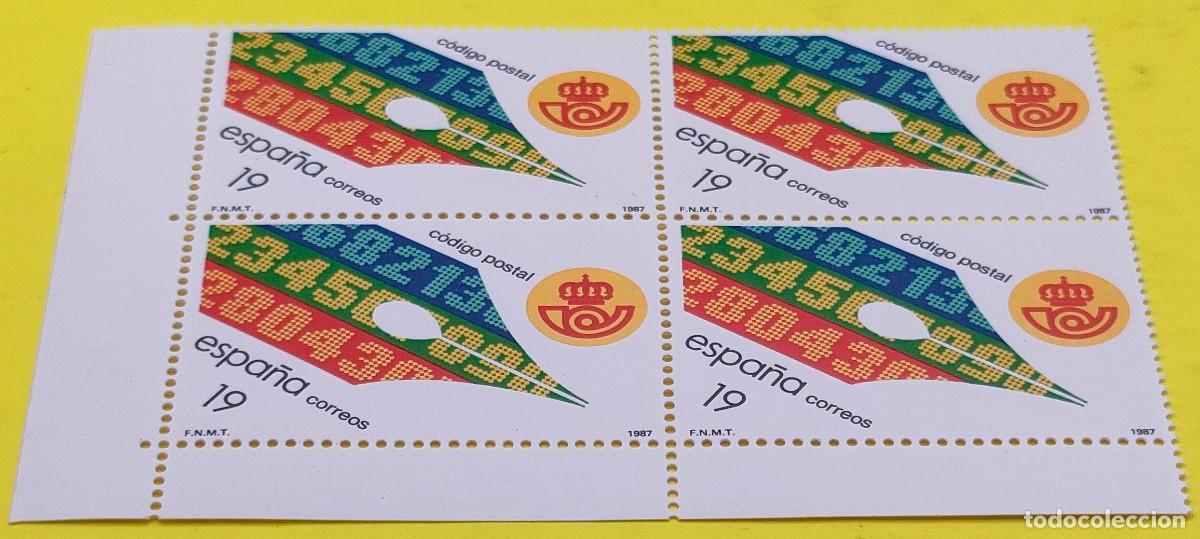 Sellos: Espa&ntilde;a 1987. Edifil 2906. I aniv. implantaci&oacute;n en toda Espa&ntilde;a del C&oacute;digo Postal. Nuevos. Bloque de 4