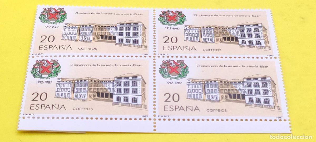 Sellos: Espa&ntilde;a 1987. Edifil 2907. 75 aniv. fundaci&oacute;n Escuela de Armer&iacute;a de Eibar. Nuevos. Bloque de 4