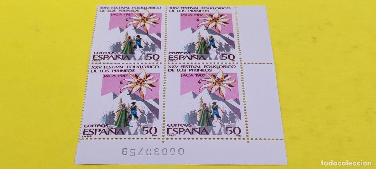 Briefmarken: Espa&ntilde;a 1987. Edifil 2910. XXV Festival Folkl&oacute;rico de los Pirineos, Jaca. Cartel. Nuevos. Bloque de 4