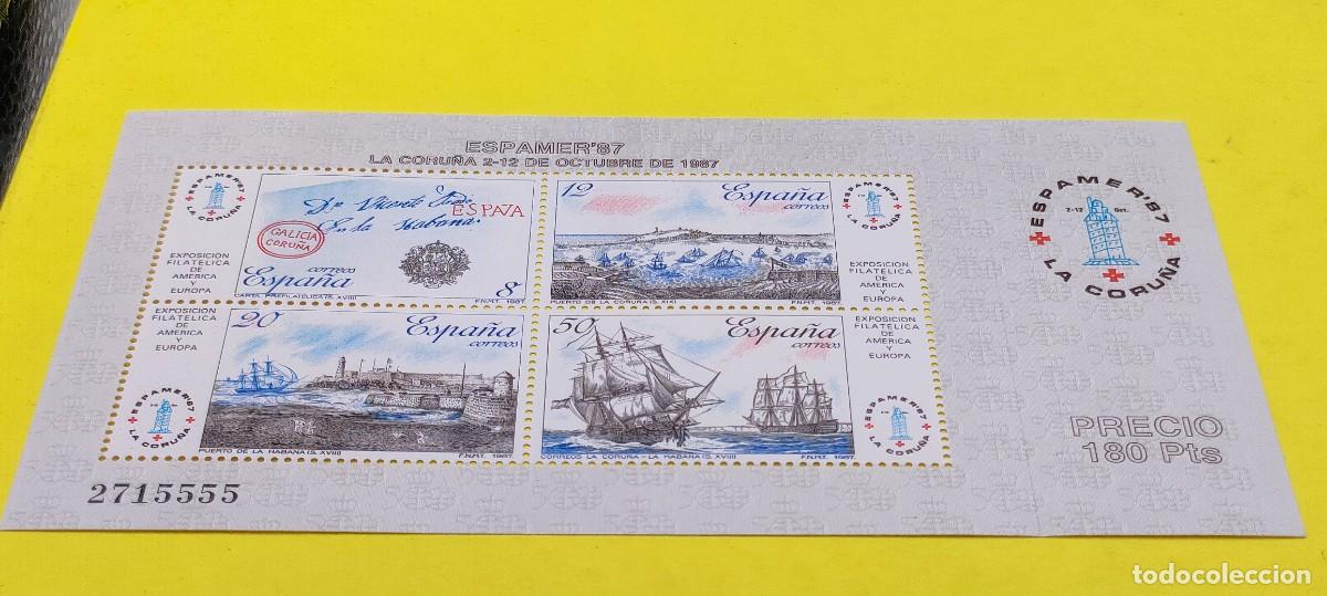 Sellos: Espa&ntilde;a 1987. Edifil 2916. Exposici&oacute;n Filat&eacute;lica de Espa&ntilde;a y Am&eacute;rica. ESPAMER'87. Nuevos. Hojita (3)