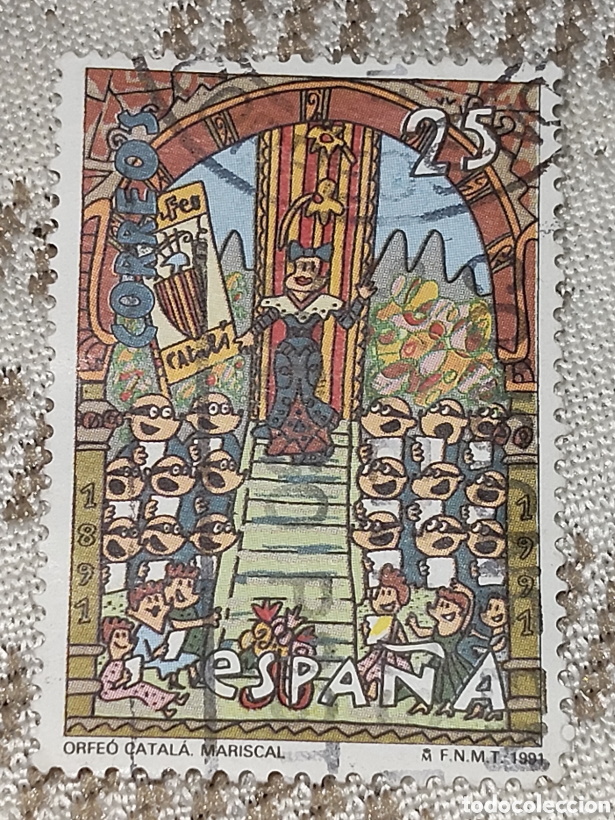 Sellos: Sello de Espa&ntilde;a centenario de la fundaci&oacute;n del Orfe&oacute;n Catal&aacute;n 1991