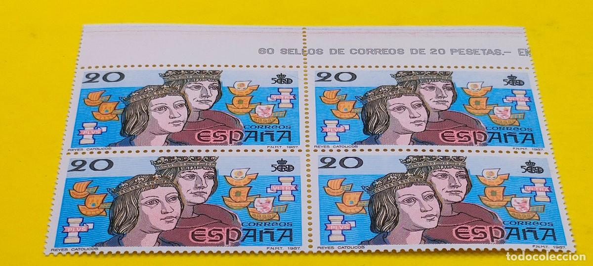 Sellos: Espa&ntilde;a 1987. Edifil 2920. V centenario Descubrimiento de Am&eacute;rica. R. Cat&oacute;licos. Nuevos. Bloque de 4