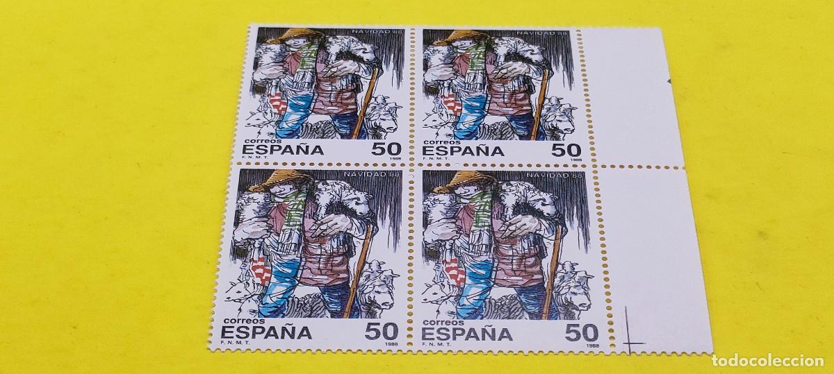 Sellos: Espa&ntilde;a 1988. Edifil 2977. Navidad. Pastor. Nuevos. Bloque de 4