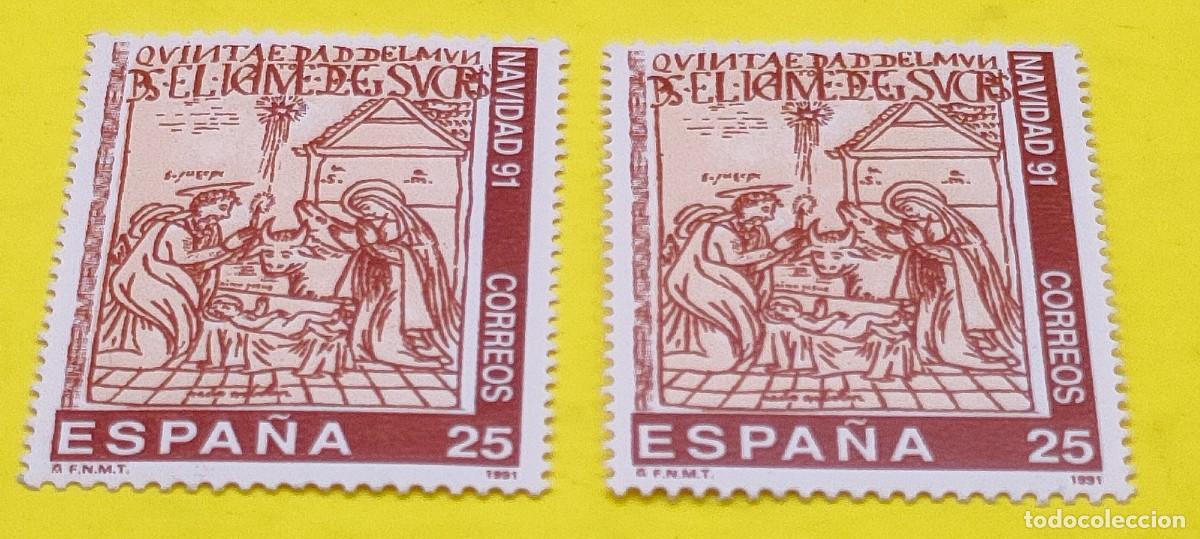 Sellos: Espa&ntilde;a 1991. Edifil 3142. Navidad. Nacimiento de Cristo. Nuevos. 2 sueltos