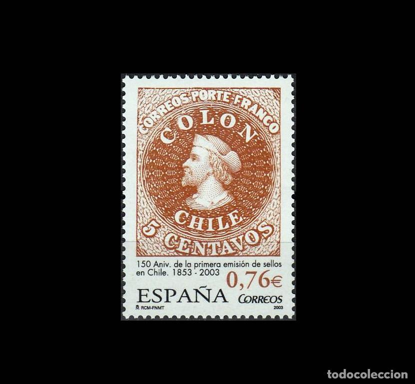Sellos: Espa&ntilde;a 2003 | Crist&oacute;bal Col&oacute;n / 150 Aniv. 1er Sello Chile | Ed 3997 - Yv 3573 - Mi 3859 MNH **
