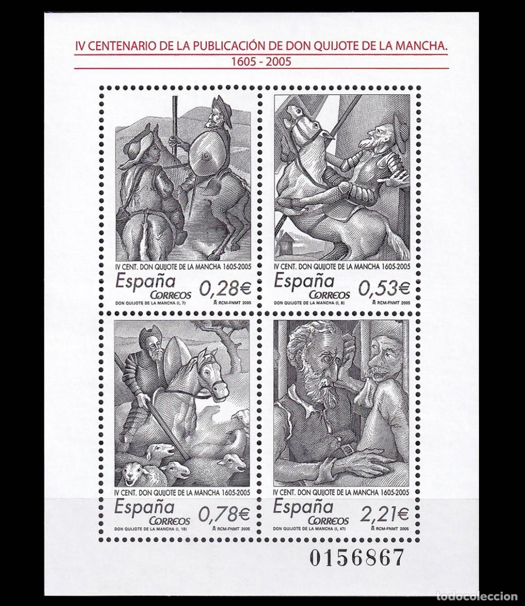 Sellos: Espa&ntilde;a 2005 | IV Centenario del Quijote | Ed 4161 - Yv BF142 - Mi BL144 MNH **