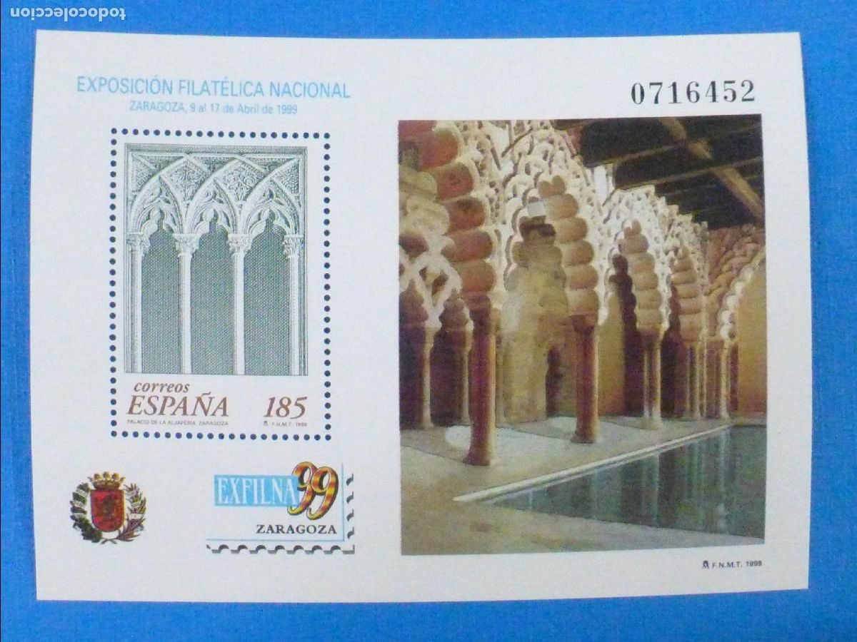 Sellos: SELLO - Hojita SH3625 - Exposici&oacute;n Filat&eacute;lica, Exfilna'99 - EDIFIL 3625 - A&ntilde;o 1999