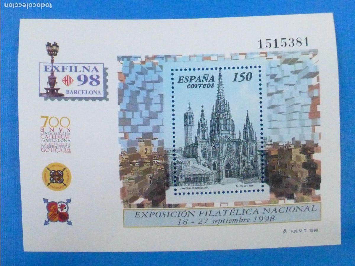 Sellos: SELLO - Hojita SH3557 - Exposici&oacute;n Filat&eacute;lica, Exfilna'98 - EDIFIL 3557 - A&ntilde;o 1998