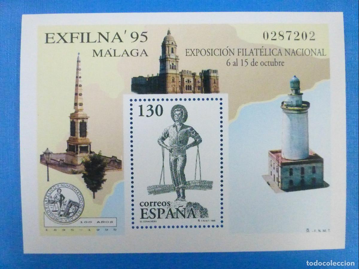 Sellos: SELLO - Hojita SH3393 - Exposici&oacute;n Filat&eacute;lica Exfilna'95 - M&aacute;laga - EDIFIL 3393 - A&ntilde;o 1995