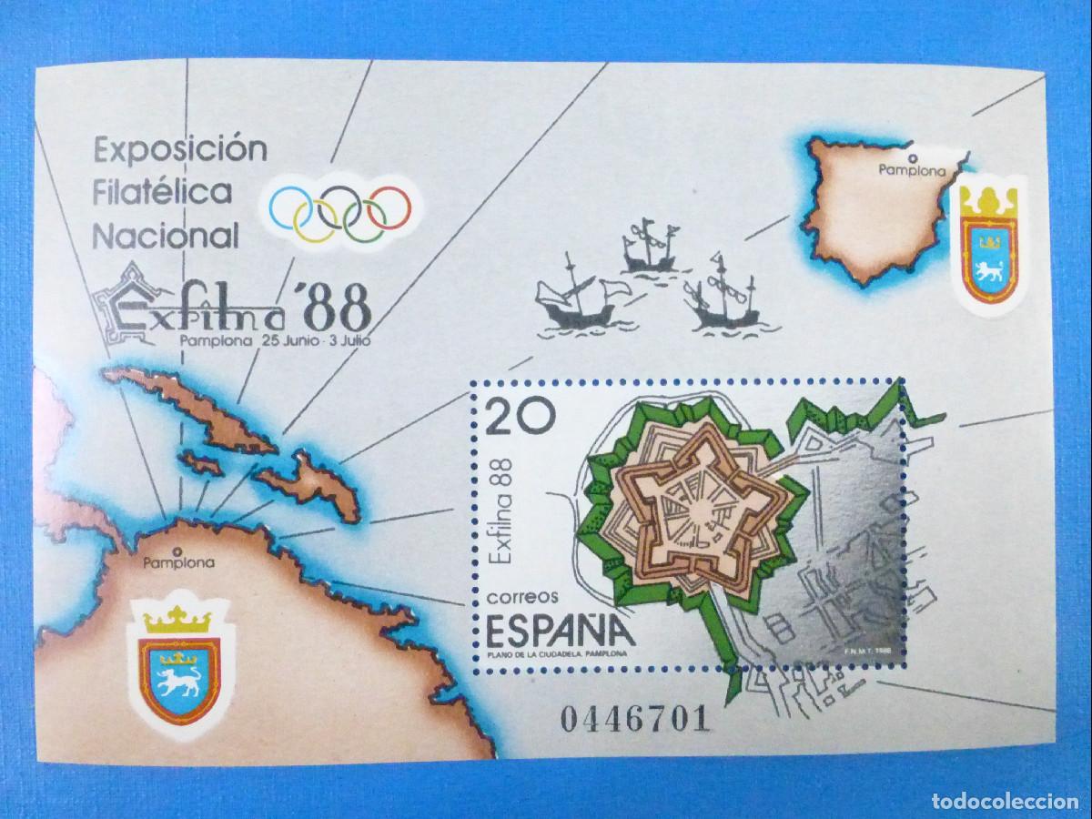 Sellos: SELLO - Hojita SH2956 - Exposici&oacute;n Filat&eacute;lica Exfilna'88 - Pamplona - EDIFIL 2956 - A&ntilde;o 1988