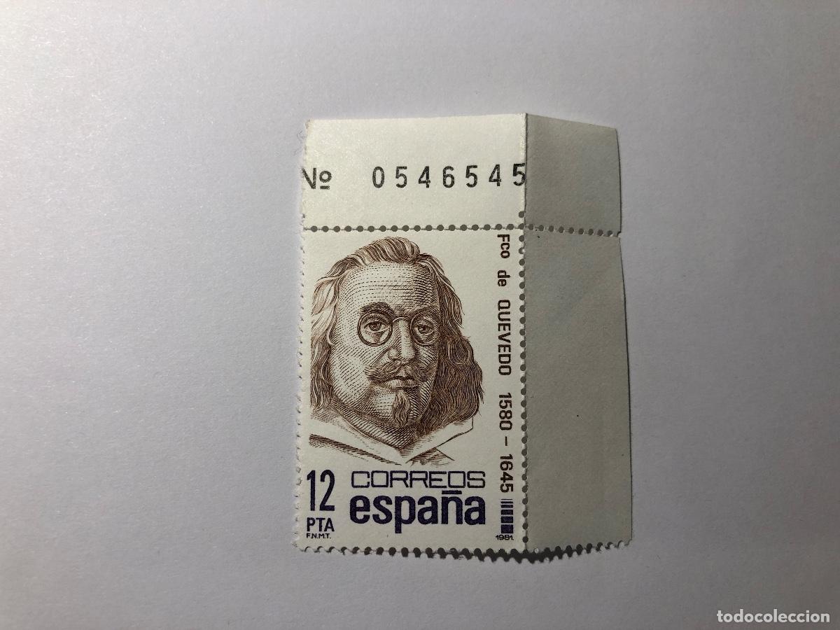 Sellos: Sello postal de Espa&ntilde;a del a&ntilde;o 1981 de 12 pesetas. Francisco de Quevedo. Edifil 2619. Nuevo.