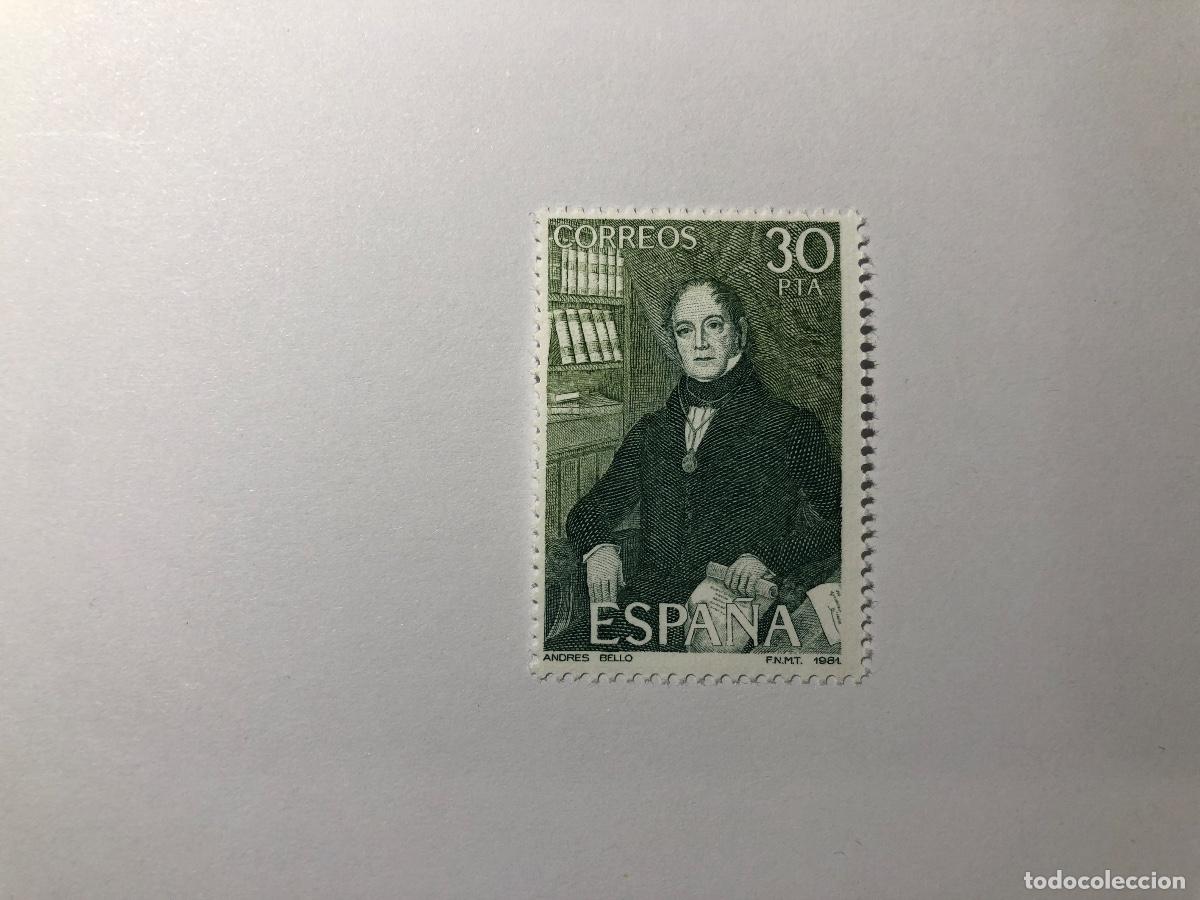 Sellos: Sello postal Correos de Espa&ntilde;a, emitido en 1981. Valor facial 30 PTA. Andr&eacute;s Bello Edifil 2647 Nuevo