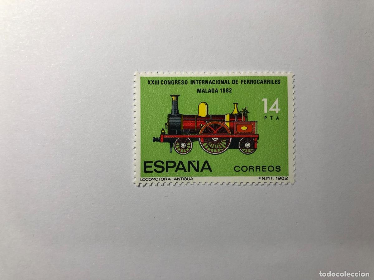 Sellos: Sello postal Correos de Espa&ntilde;a, emitido en 1982. Valor facial 14 PTA. Ferrocarril Edifil 2671. Nuevo