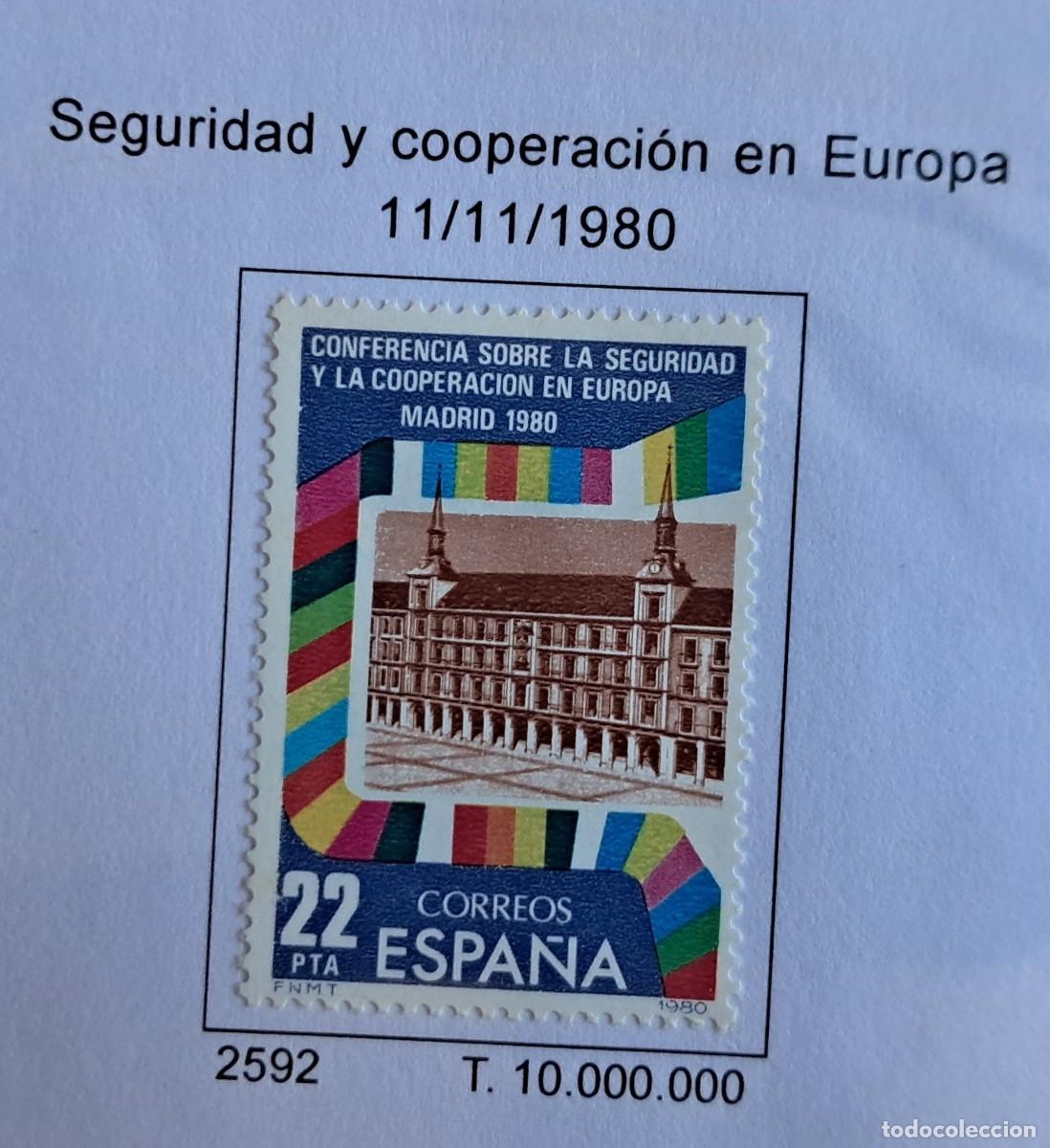 Sellos: sello de Espa&ntilde;a usado, seguridad y cooperaci&oacute;n en Europa, edifil 2592, a&ntilde;o 1980.