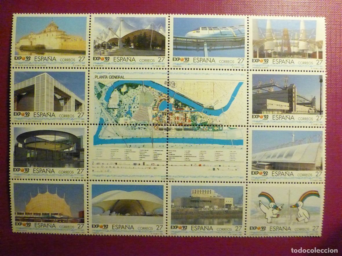 Sellos: SELLO - Expo de Sevilla 92- EDIFIL 3176 a 3187 - HOJITA BLOQUE MP-42b - 3189 - A&ntilde;o 1992