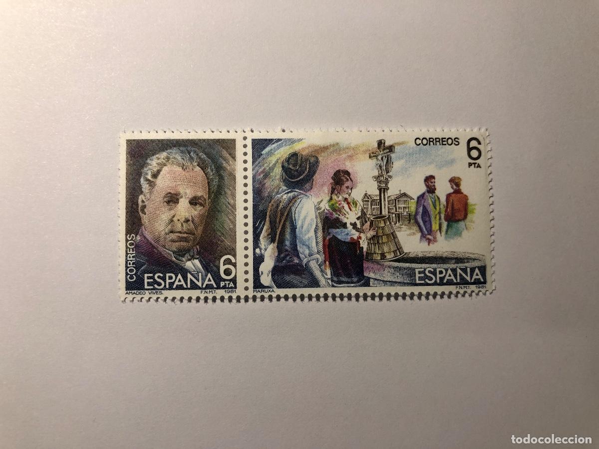Sellos: Sello postal Correos Espa&ntilde;a, 1981. Valor facial 6 PTA. Edifil 2653 y 2654. Maestros Zarzuela. Nuevo