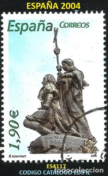 Sellos: ESPA&Ntilde;A 2004 - ES 4117 - MONUMENTO A CRISTOBAL COLON (VALLADOLID) - 1 SELLO USADO