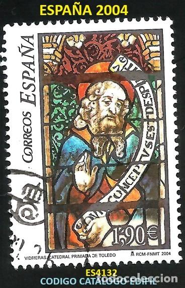 Sellos: ESPA&Ntilde;A 2004 - ES 4132 - VIDRIERA CATEDRAL DE TOLEDO - 1 SELLO USADO