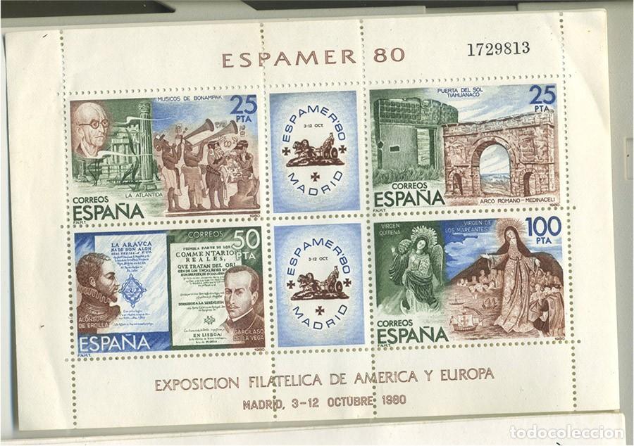 Sellos: 2 HOJAS BLOQUE ESPAMER 80 EXPOSICION FILATELICA DE AMERICA Y EUROPA MADRID 1980 EDIFIL 2583