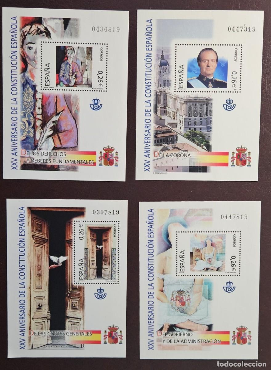 Sellos: 2003 XXV Aniversario de la Constituci&oacute;n Espa&ntilde;ola hojitas, serie completa nueva sin fijasellos