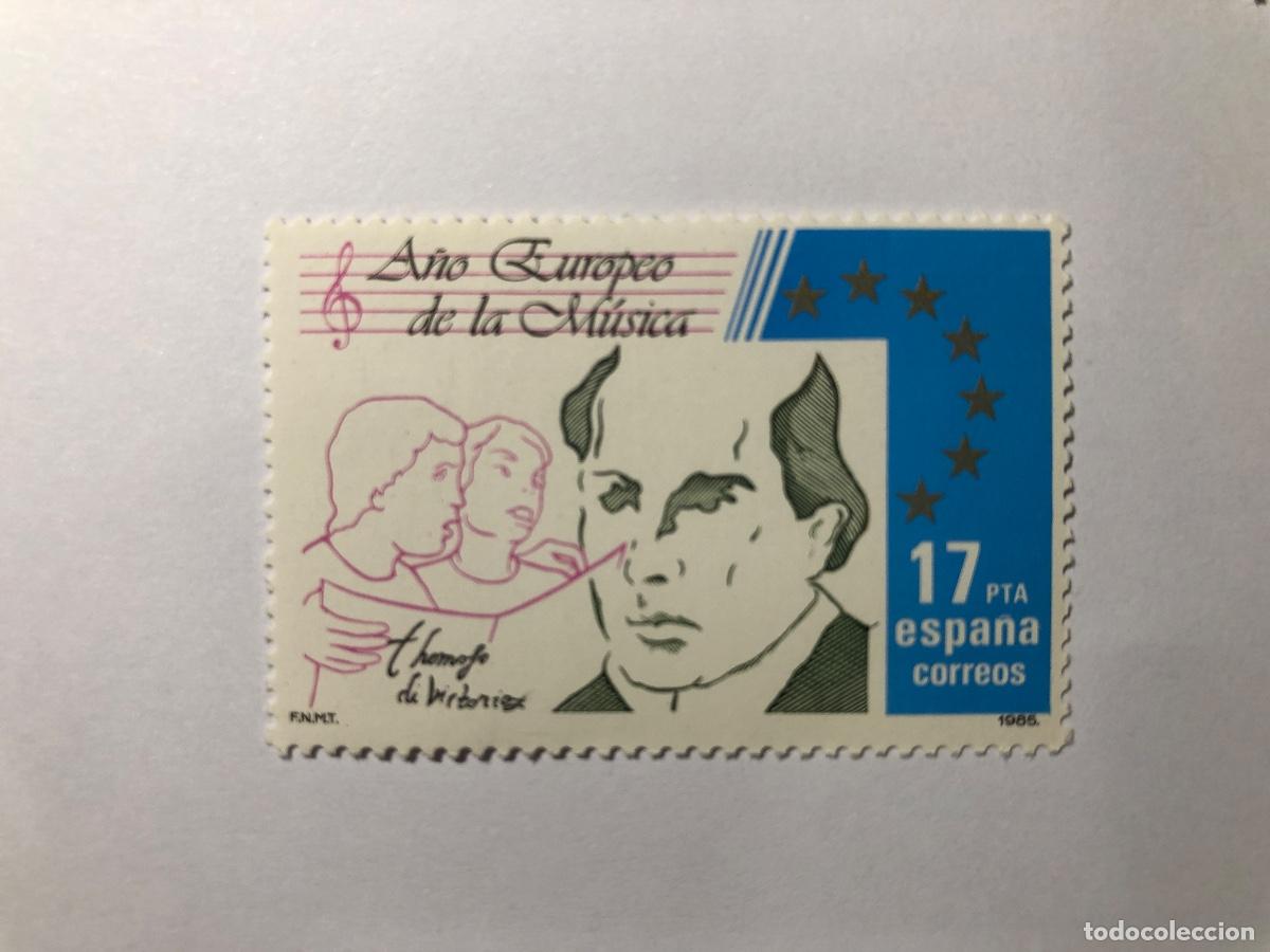 Sellos: Sello postal Correos Espa&ntilde;a de 1985 valor facial 17 PTA. Edifil 2804. A&ntilde;o Europeo d la M&uacute;sica. Nuevo