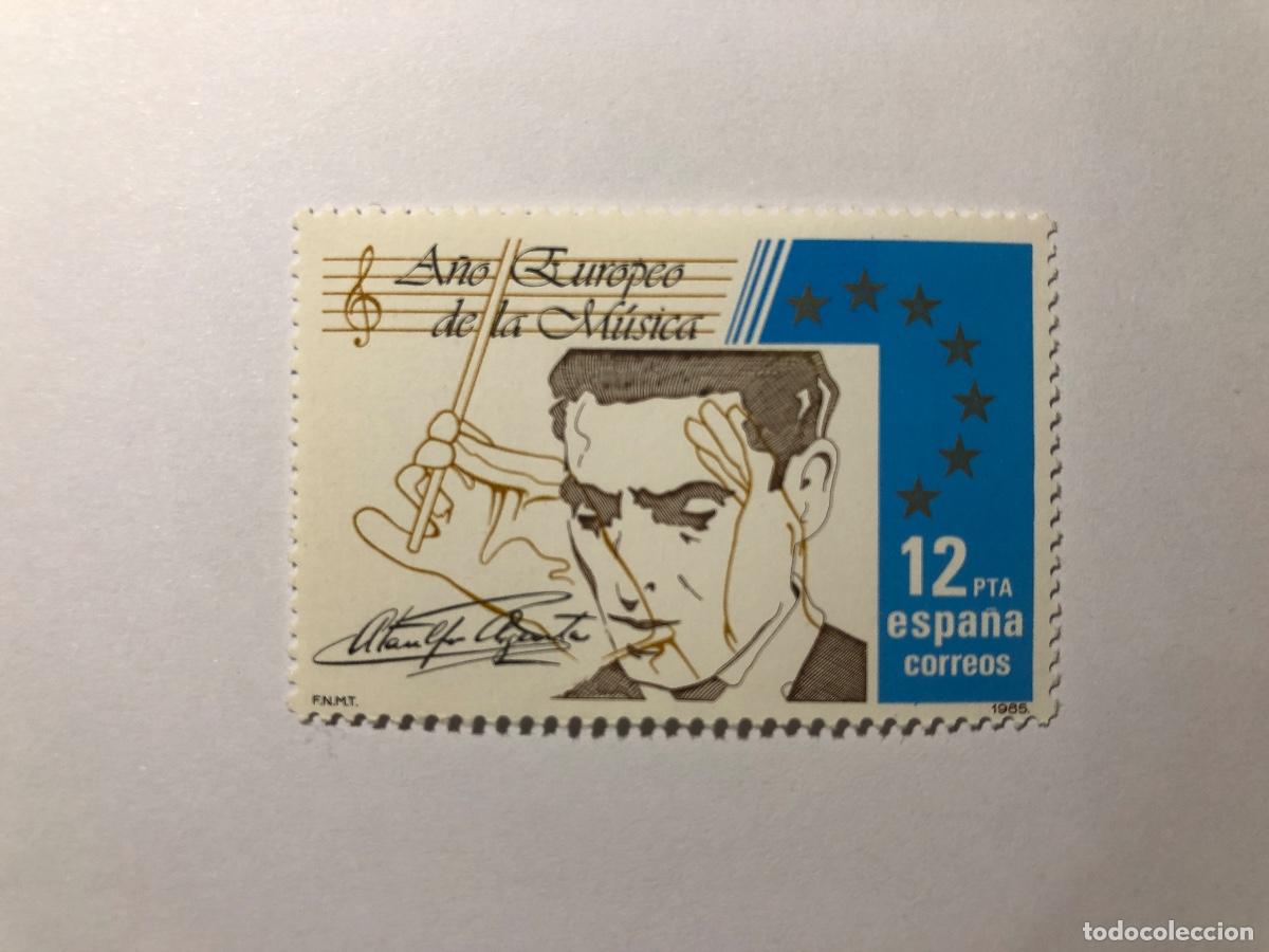 Sellos: Sello postal Correos Espa&ntilde;a de 1985 valor facial 12 PTA. Edifil 2803. A&ntilde;o Europeo d la M&uacute;sica. Nuevo